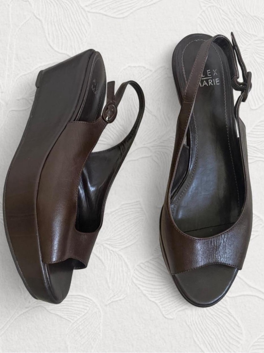 Alex Marie Rachel Leather Peep Toe Slingback Platforms Feminine Coquette Y2K